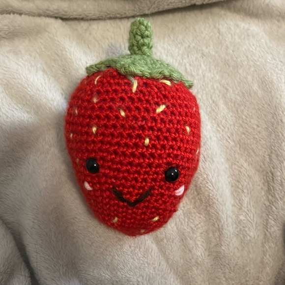 Handmade Crochet Strawberry Plushie Coquette Cute - Picture 1 of 5